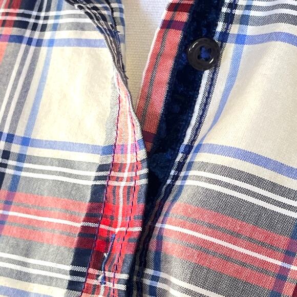 Georg Roth Los Angeles Plaid Shirt Small Contrast Cuff Floral Trim Button Down - Picture 7 of 11